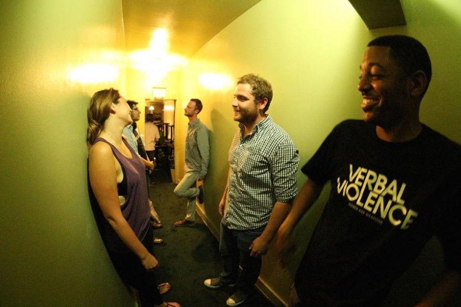 Green Room Hallway Life — with Erica Mills, Al Bahmani, Jeremiah Watkins, Ahamed Weinberg, Chance Royce, Brian Moses at The World Famous Comedy Store. Photo by Troy Conrad http://www.rationalentertainment.com